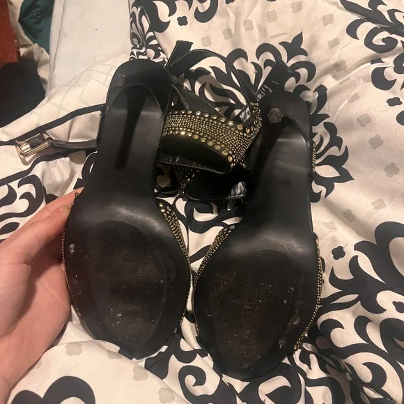 Steve Madden Gold Rhinestone Heels - Picture 3 of 5